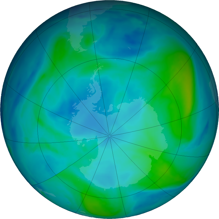 Antarctic ozone map for 17 February 2017
